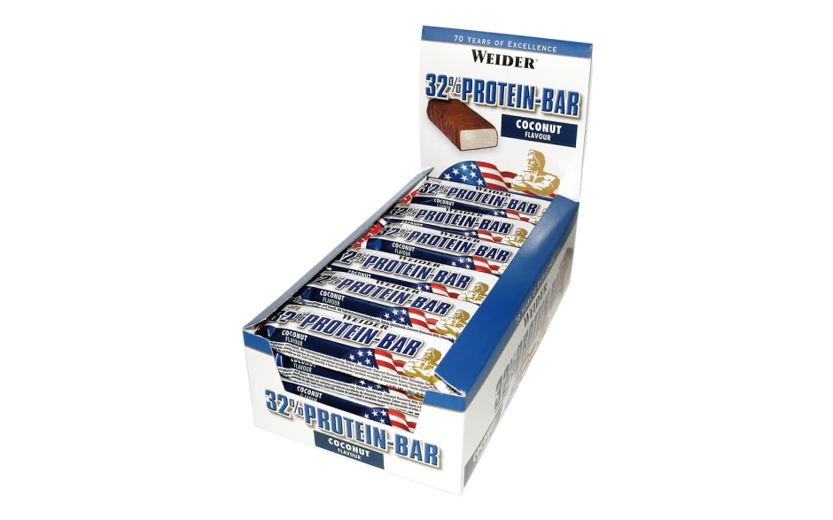 Weider 32% Protein Bar - 24x 60g Riegel 4 Weider 32% Protein Bar - 24x 60g Riegel – Bild 4