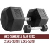 Hex Kurzhantel Sets - 2,5kg-30kg Oder 2,5-50kg - In 2,5kg Abstufungen