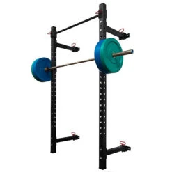 Riot Wandmontiertes Faltbares Rack - 2,32m Hoch, Schwarz -Heimfitnessgeschäft SKUWALL SQUAT STAND2