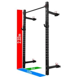 Riot Wandmontiertes Faltbares Rack - 2,32m Hoch, Schwarz -Heimfitnessgeschäft SKUWALL SQUAT STAND7