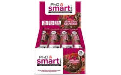 PhD Smart Bar - 12 X 64g Riegel -Heimfitnessgeschäft dark choc raspberry packung