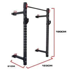 Riot Garage Wandmontiertes Faltbares Rack - 1,9m Hoch, Schwarz -Heimfitnessgeschäft wall mounted garage squat stands measurements 2
